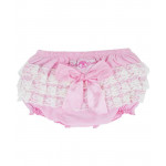 美國RuffleButts粉紅甜心Pink Knit Lace 蕾絲包屁褲